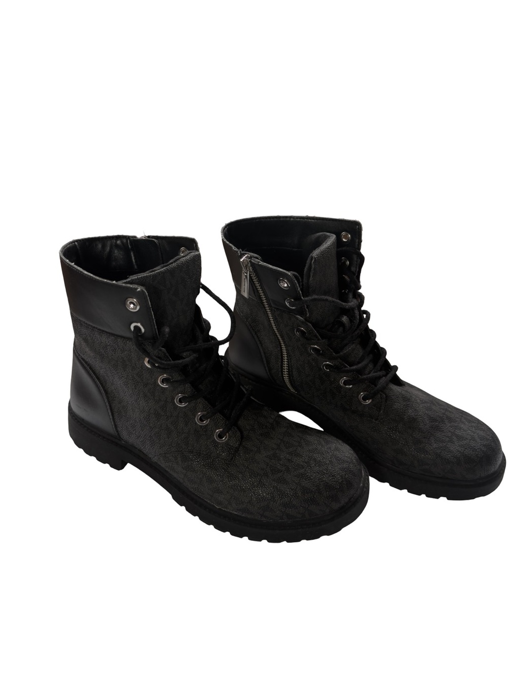 Michael Kors Combat Boots Black Logo Lace Up Zip Women’s Size 9 Casual
